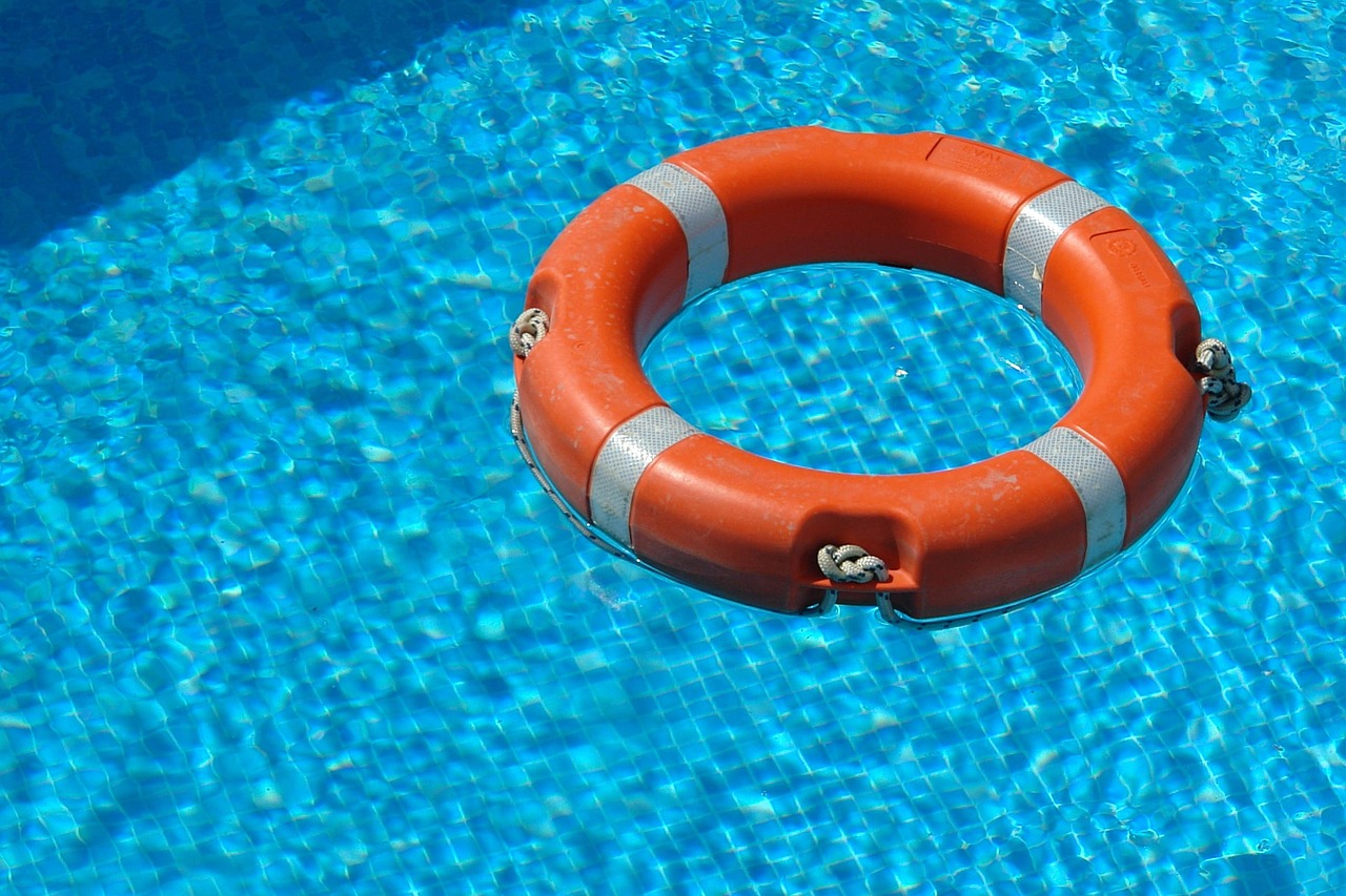 life saver, water, safety, rescue, equipment, nature, float, swim, pool, orange, blue life, blue safety
