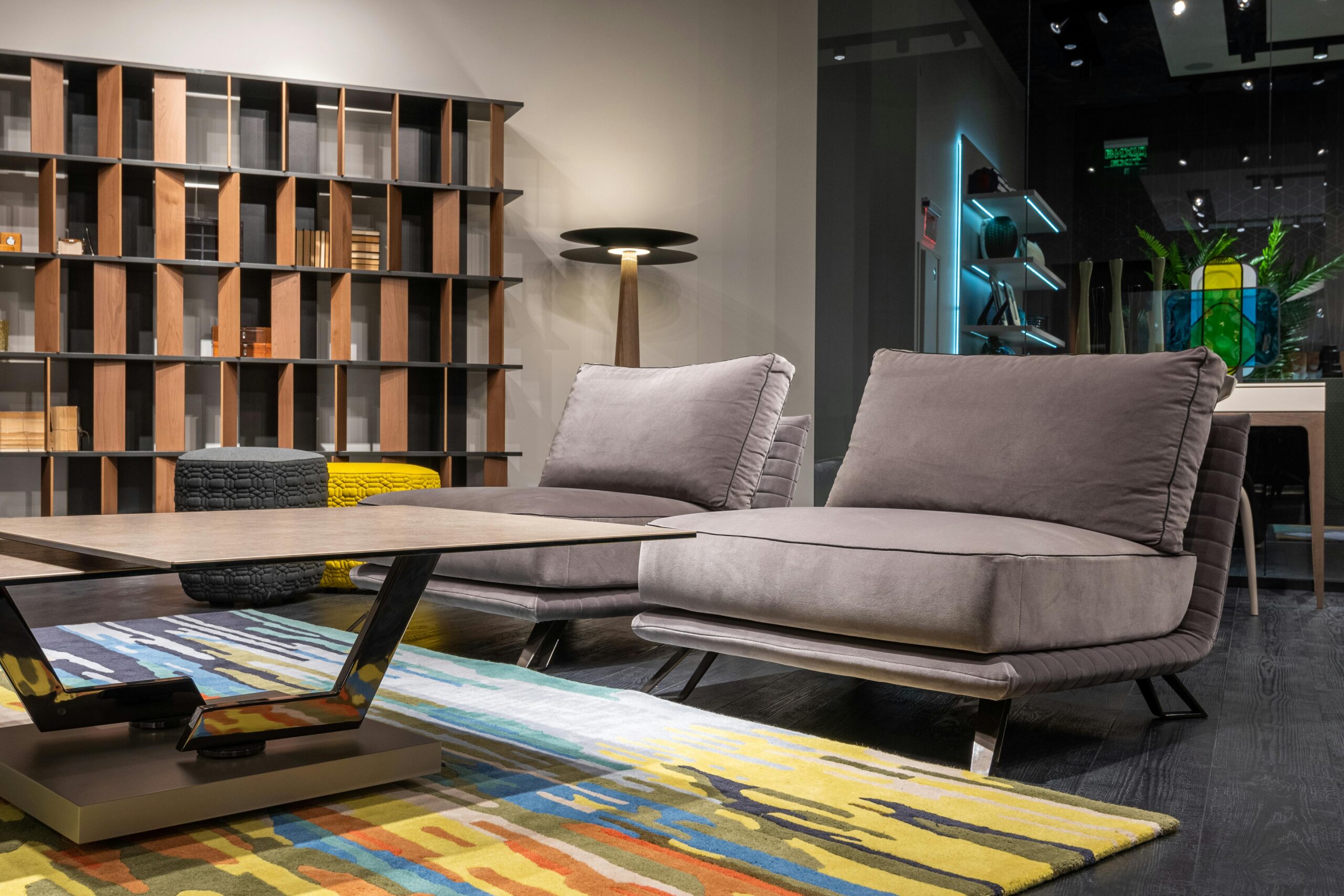 Contemporary living room showcasing modern furniture and stylish decor for a cozy ambiance.